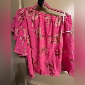 Lilly Pulitzer Pink and Gold Floral Blouse
